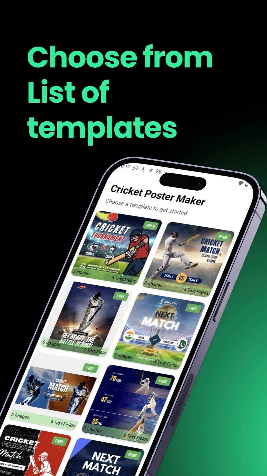 Cricket Tournament Poster Make screenshot