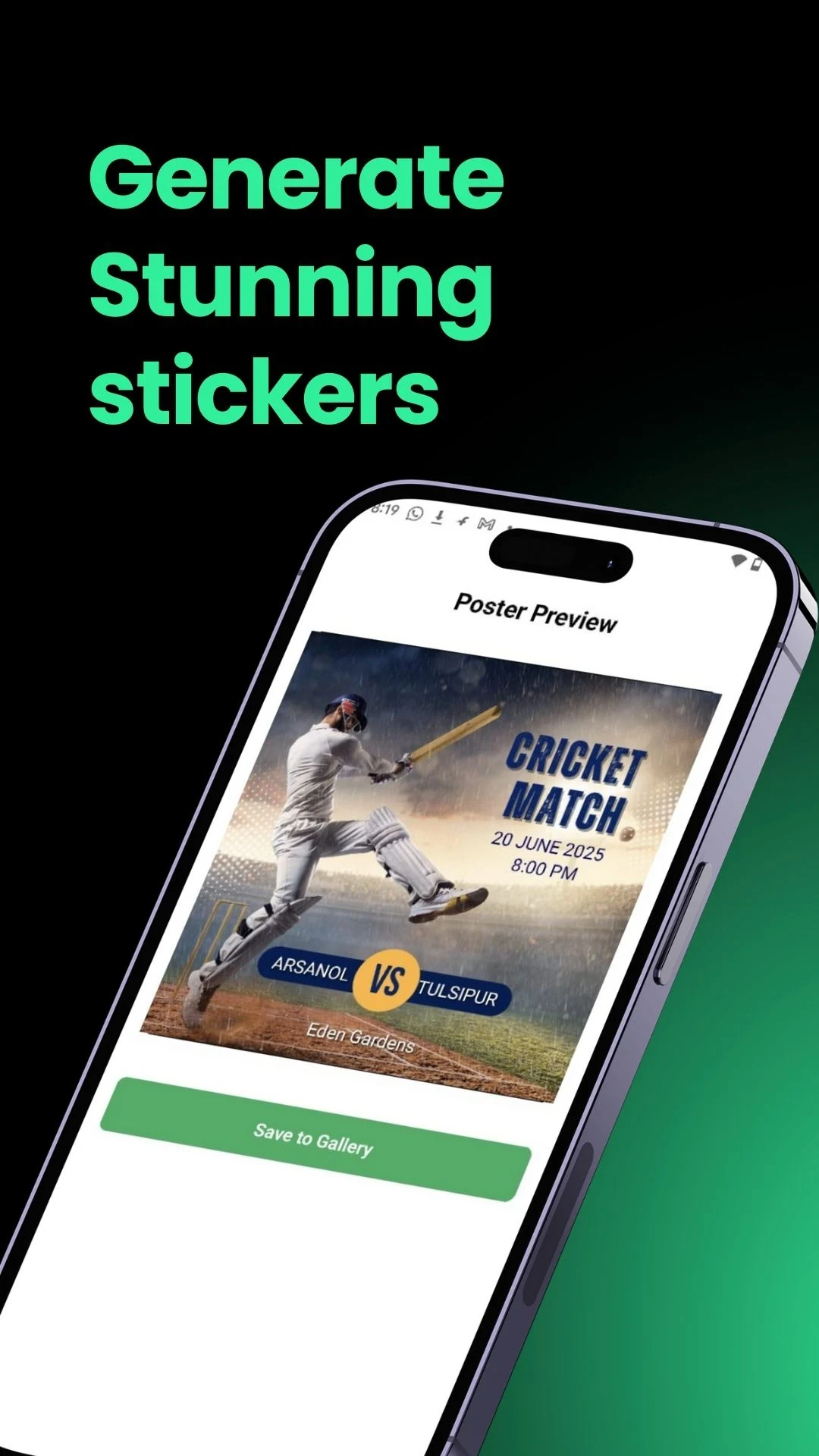 Cricket Tournament Poster Make screenshot