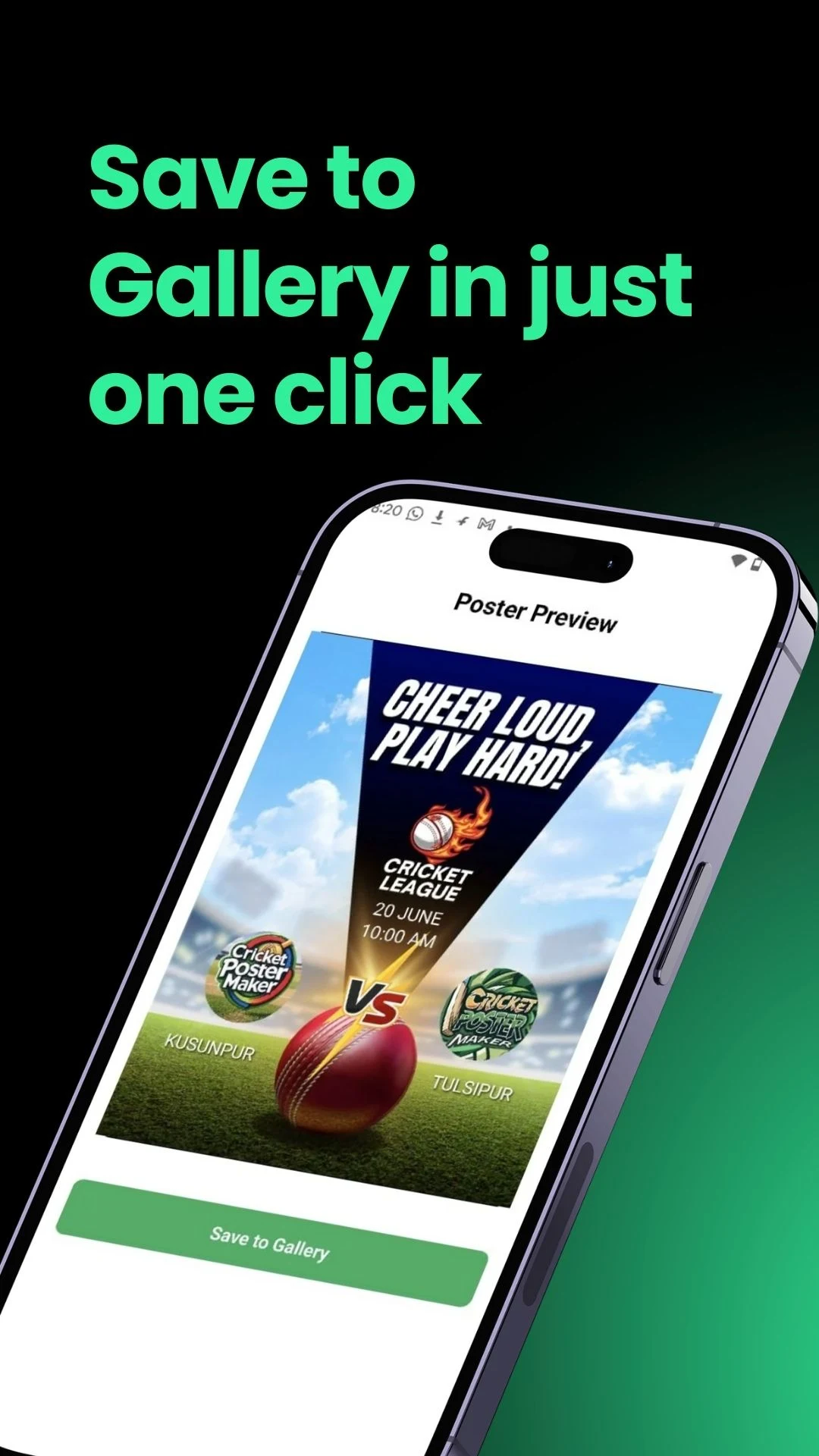 Cricket Tournament Poster Make screenshot